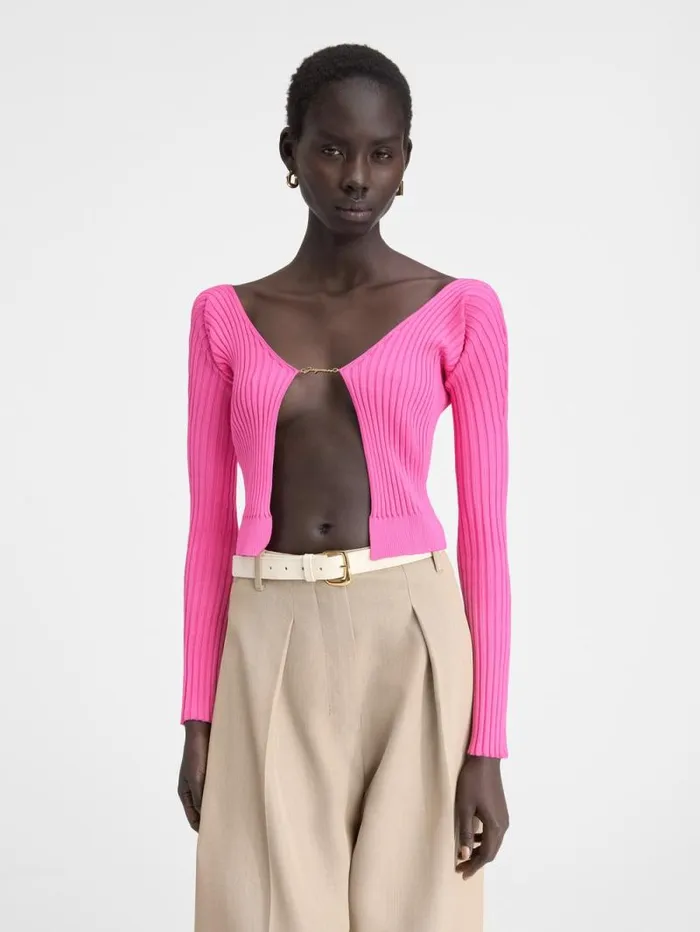 JACQUEMUS The Long Pral Knit Neon Pink Women Knits