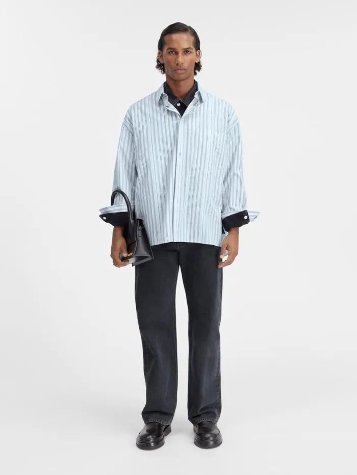 JACQUEMUS The Longsleeve Shirt Print Blue Stripes Men Shirts
