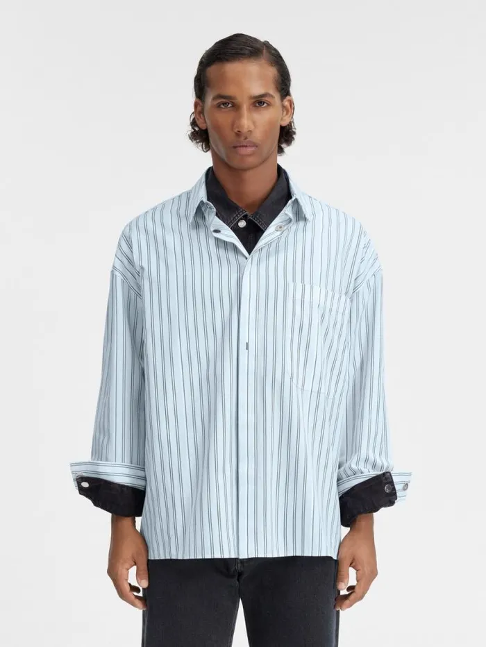 JACQUEMUS The Longsleeve Shirt Print Blue Stripes Men Shirts JACQUEMUS The Longsleeve Shirt Print Blue Stripes Men Shirts