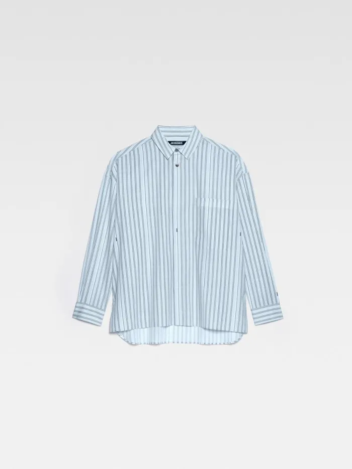 JACQUEMUS The Longsleeve Shirt Print Blue Stripes Men Shirts JACQUEMUS The Longsleeve Shirt Print Blue Stripes Men Shirts