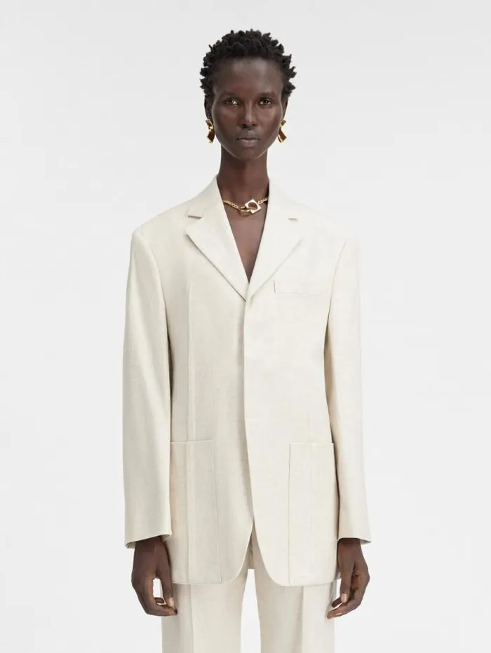 JACQUEMUS The Man039s Jacket Light Beige Women Coats and Jackets