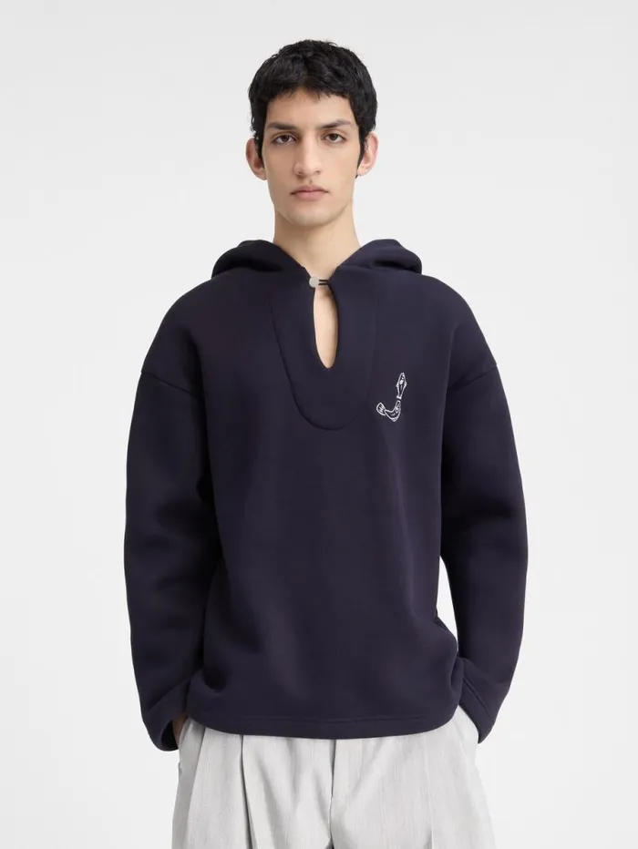 JACQUEMUS The Mer Hoodie Dark Navy Men Sweatshirts and Joggings