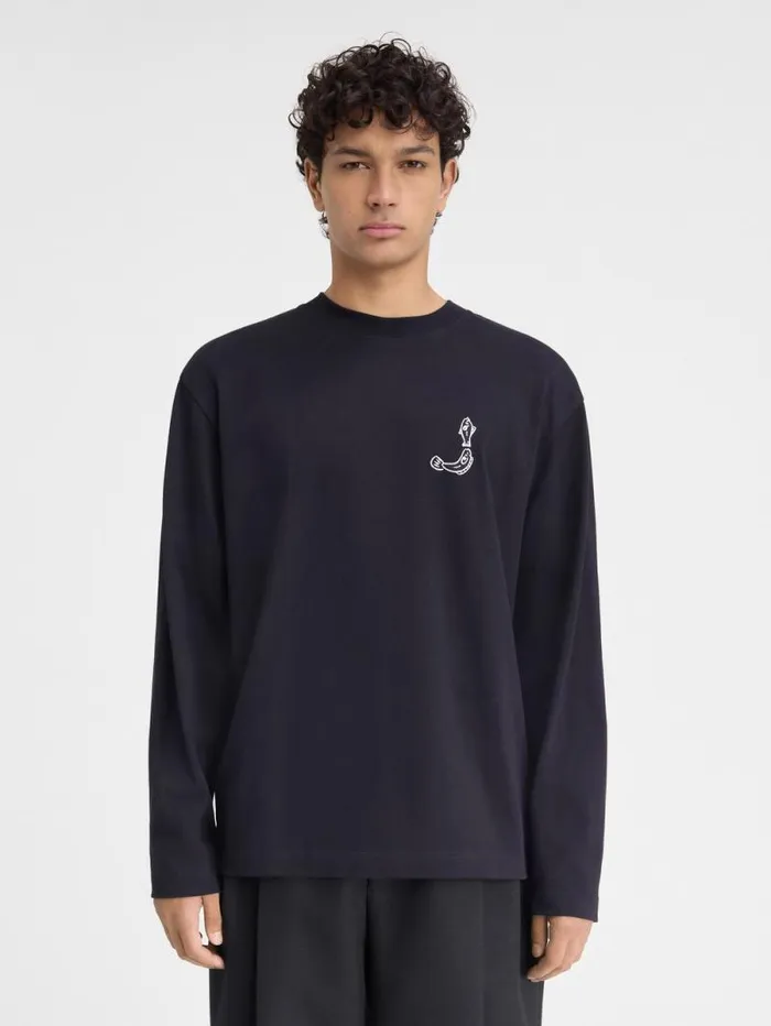 JACQUEMUS The Mer Longsleeve Tshirt Dark Navy Men Tshirts