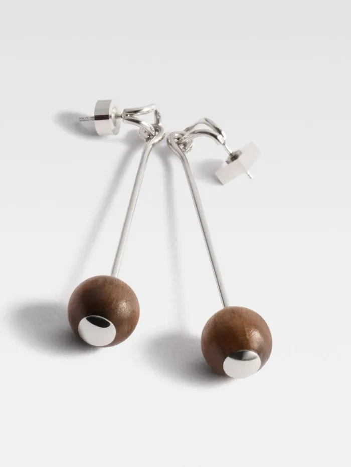 JACQUEMUS The Nodo Earrings Silver Brown Women Jewellery JACQUEMUS The Nodo Earrings Silver Brown Women Jewellery