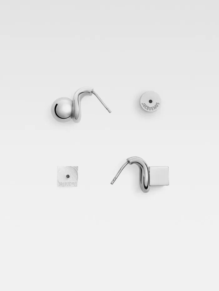 JACQUEMUS The Nodo Stud Earrings Silver Women Jewellery JACQUEMUS The Nodo Stud Earrings Silver Women Jewellery