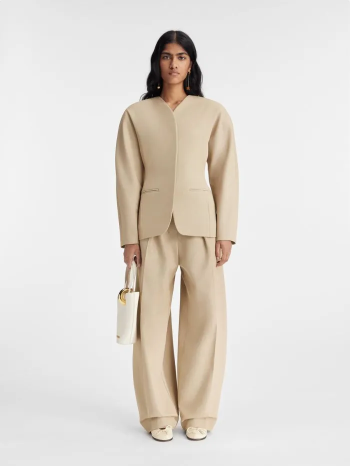 JACQUEMUS The Ovalo Jacket Beige Women Coats and Jackets