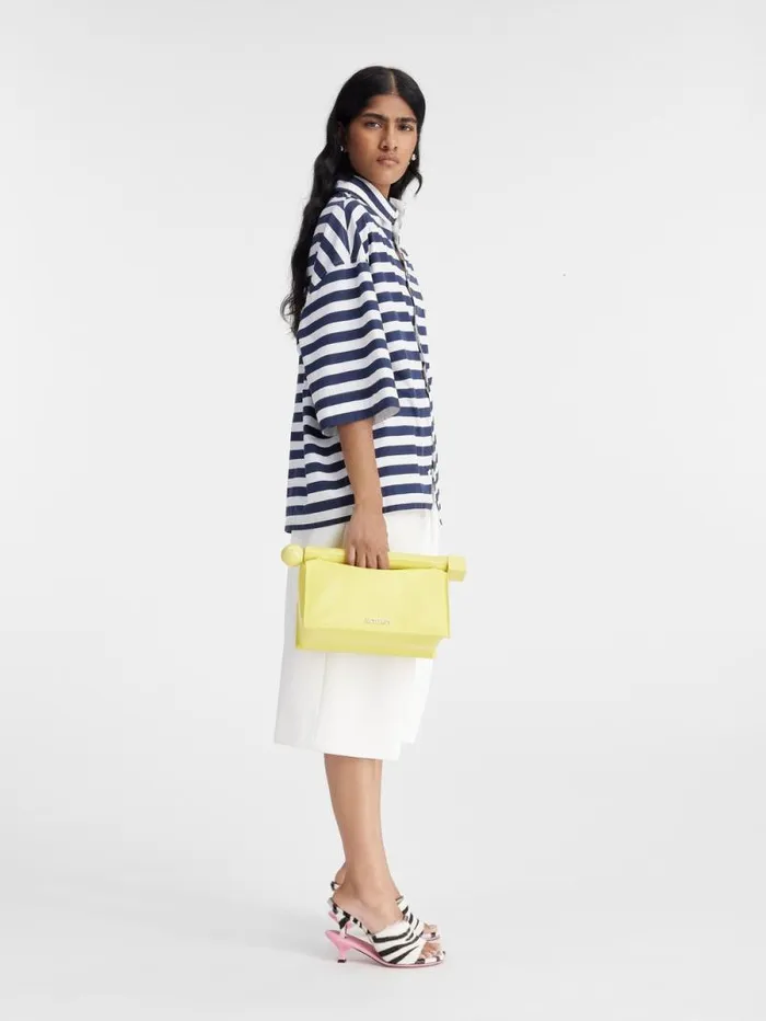 JACQUEMUS The Pablo Shortsleeve Shirt Print White and Blue Stripes Women Tops and Shirts JACQUEMUS The Pablo Shortsleeve Shirt Print White and Blue Stripes Women Tops and Shirts