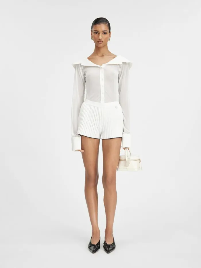 JACQUEMUS The Pleated Knit Shorts White Women Trousers and Shorts