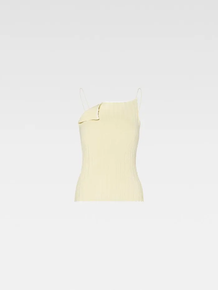 JACQUEMUS The Pleated Knit Top Light Yellow Women Tops and Shirts JACQUEMUS The Pleated Knit Top Light Yellow Women Tops and Shirts