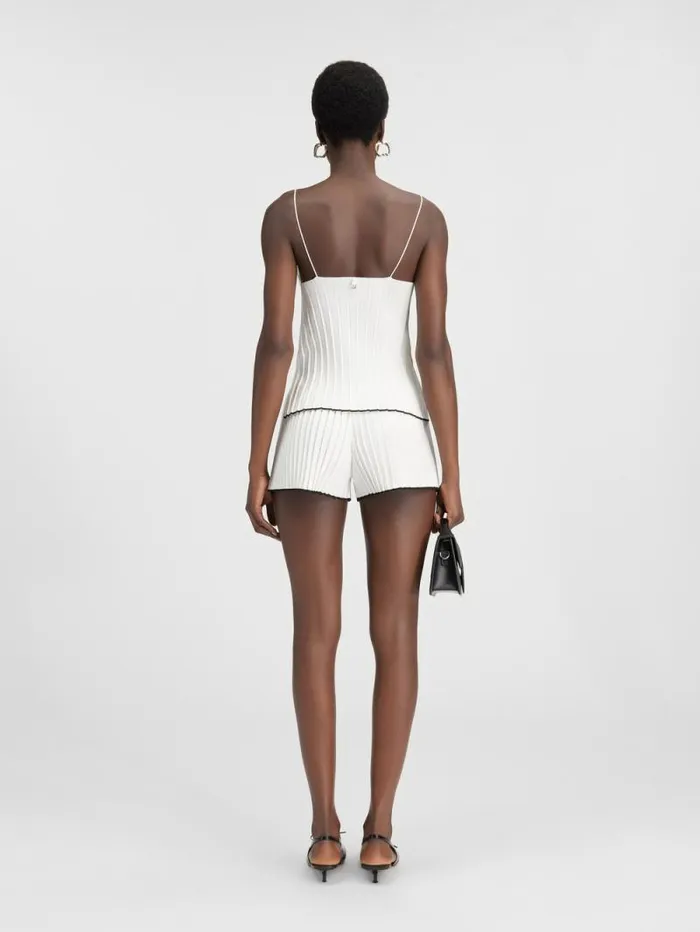 JACQUEMUS The Pleated Knit Top White Women Tops and Shirts JACQUEMUS The Pleated Knit Top White Women Tops and Shirts
