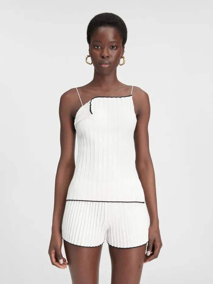 JACQUEMUS The Pleated Knit Top White Women Tops and Shirts JACQUEMUS The Pleated Knit Top White Women Tops and Shirts