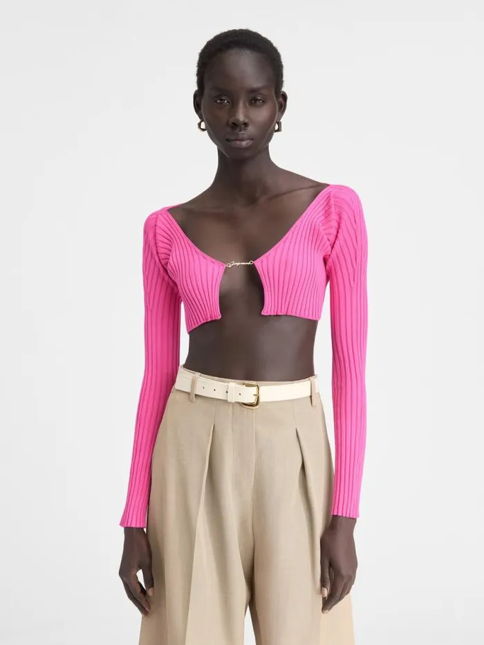 JACQUEMUS The Pral Knit Neon Pink Women Knits