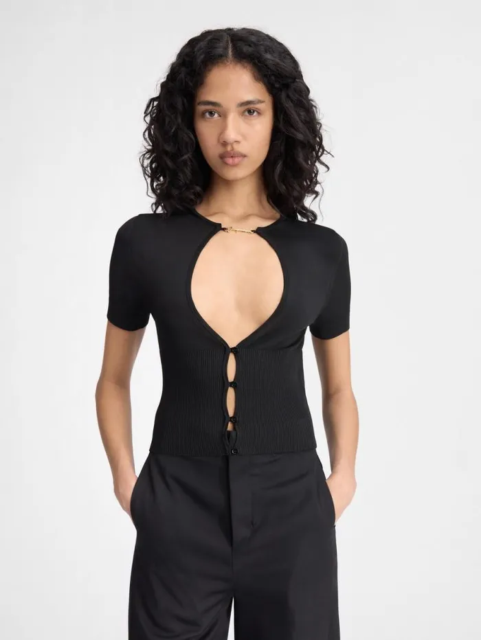 JACQUEMUS The Pral Shortsleeve Top Black Women Knits