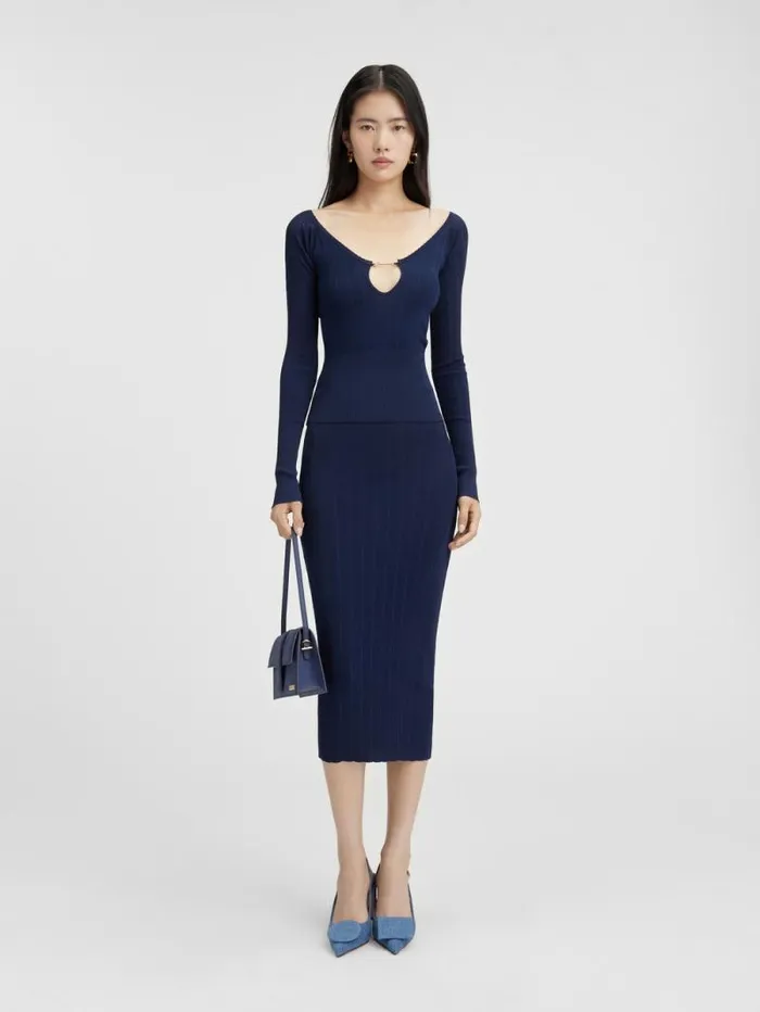 JACQUEMUS The Pral Top Dark Navy Women Tops and Shirts