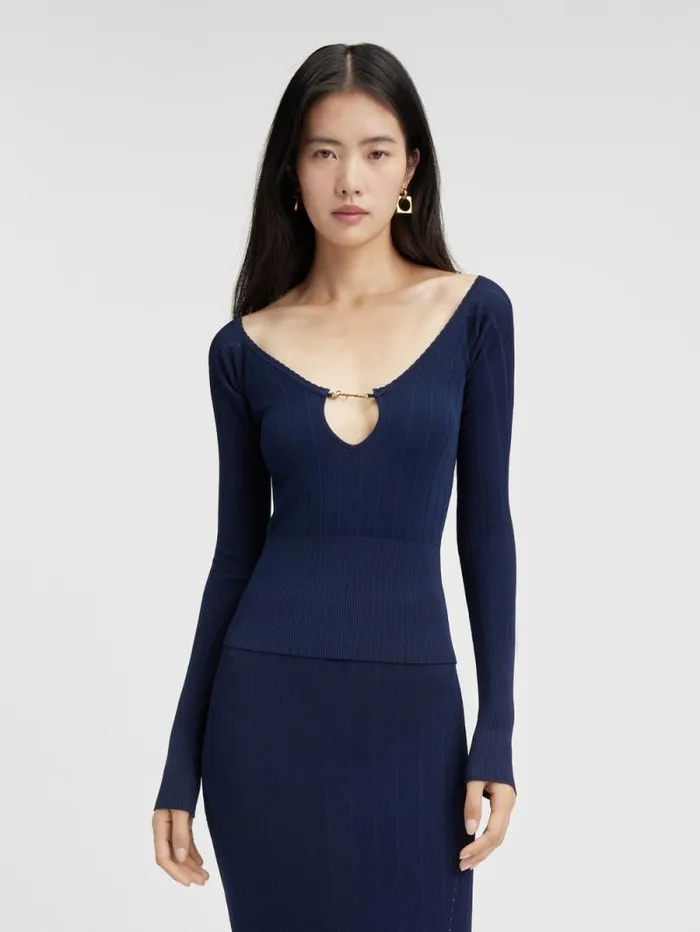 JACQUEMUS The Pral Top Dark Navy Women Tops and Shirts