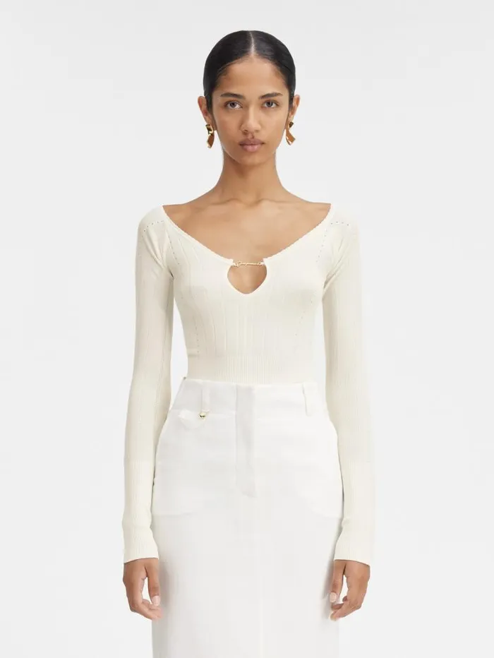 JACQUEMUS The Pral Top Offwhite Women Tops and Shirts