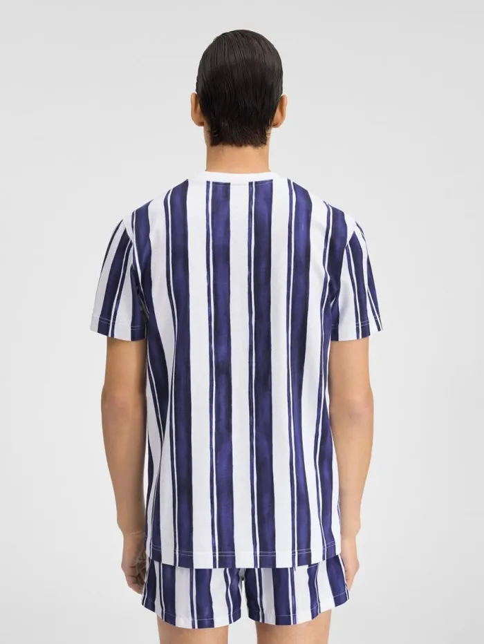 JACQUEMUS The Rayures Tshirt Print Rayure Blue Men Tshirts JACQUEMUS The Rayures Tshirt Print Rayure Blue Men Tshirts
