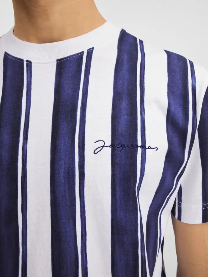 JACQUEMUS The Rayures Tshirt Print Rayure Blue Men Tshirts JACQUEMUS The Rayures Tshirt Print Rayure Blue Men Tshirts