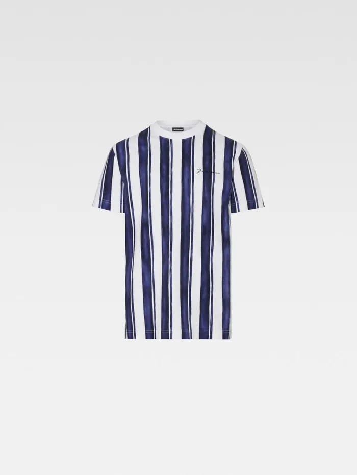 JACQUEMUS The Rayures Tshirt Print Rayure Blue Men Tshirts JACQUEMUS The Rayures Tshirt Print Rayure Blue Men Tshirts
