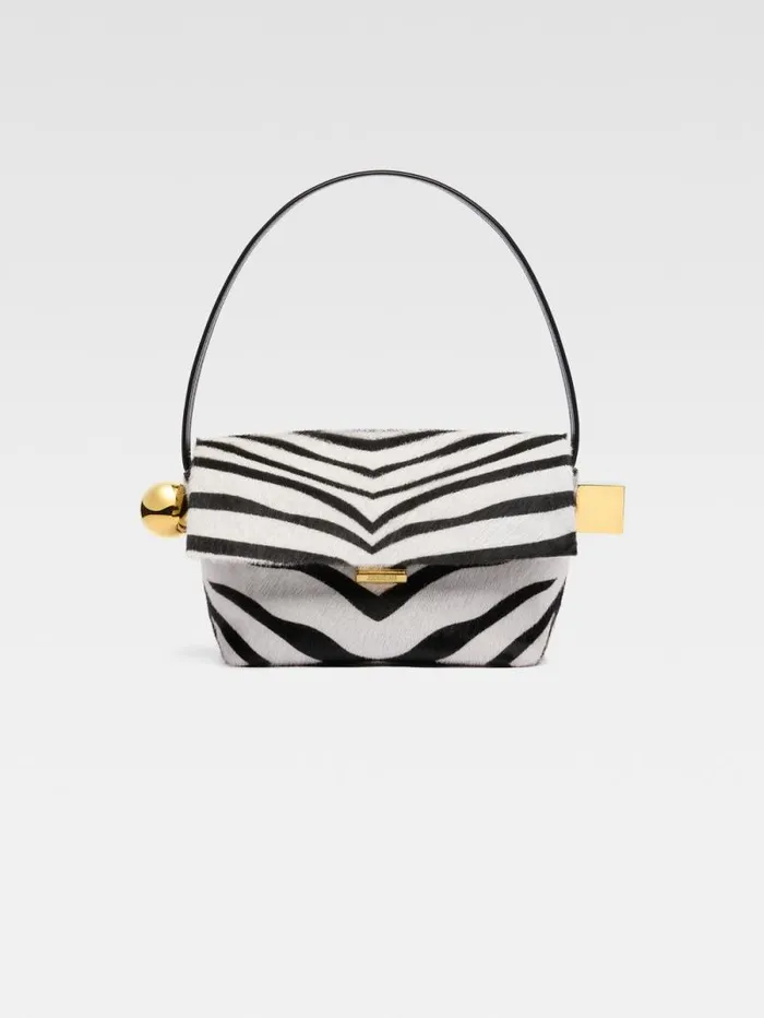 JACQUEMUS The Rond Carr Black and White Zebra Women Shoulder Bags