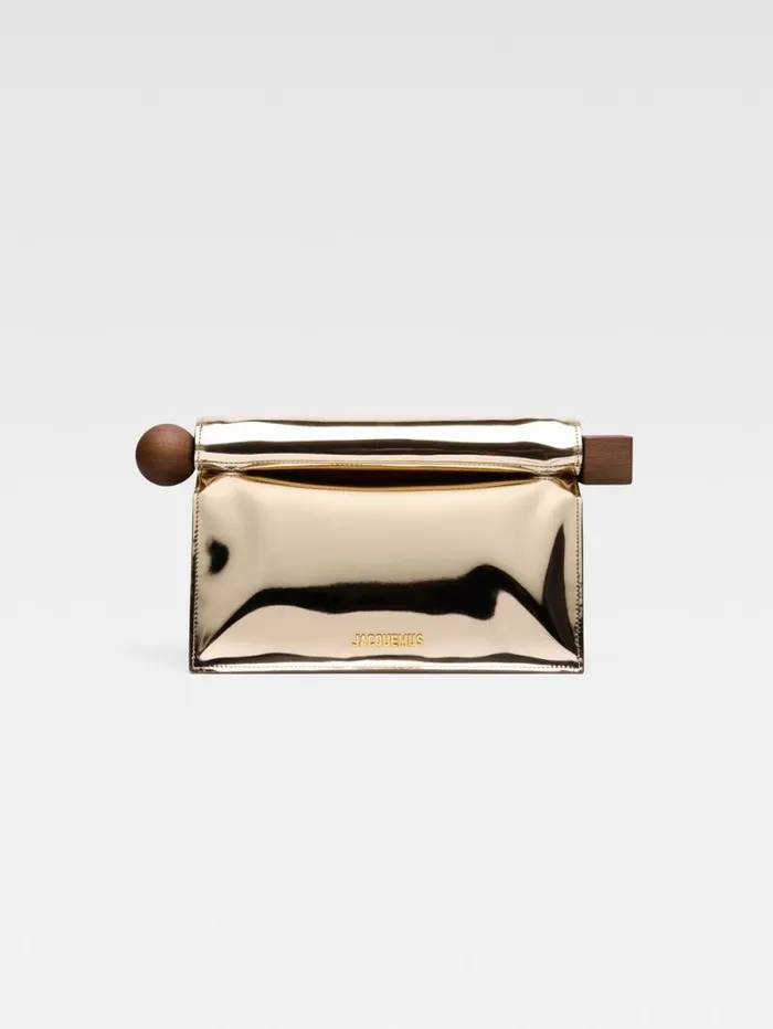 JACQUEMUS The Rond Carr Clutch Gold Women Crossbody and Handbags