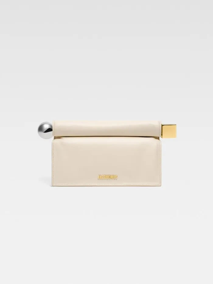 JACQUEMUS The Rond Carr Clutch Light Ivory Women Crossbody and Handbags