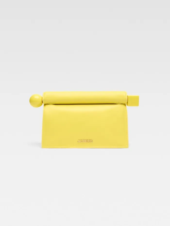 JACQUEMUS The Rond Carr Clutch Yellow Women Crossbody and Handbags