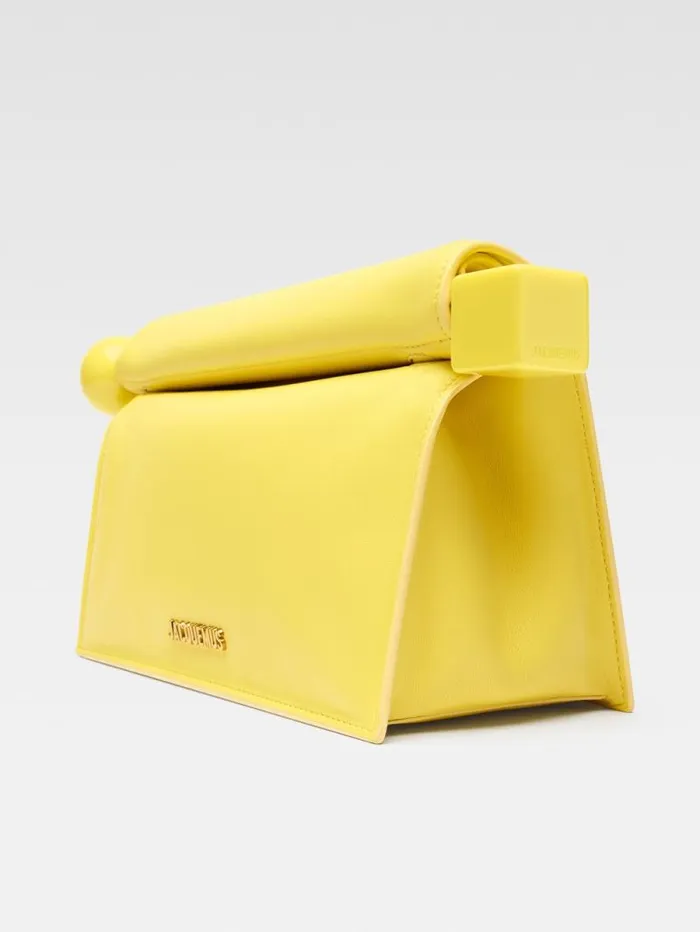 JACQUEMUS The Rond Carr Clutch Yellow Women Crossbody and Handbags