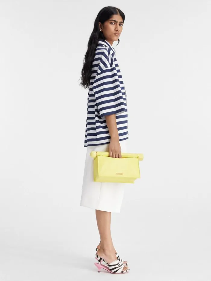 JACQUEMUS The Rond Carr Clutch Yellow Women Crossbody and Handbags