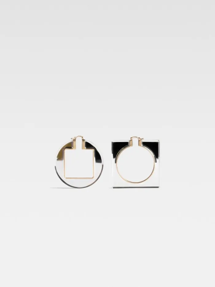 JACQUEMUS The Rond Carr Hoops Earrings Silvertransparent Women Jewellery