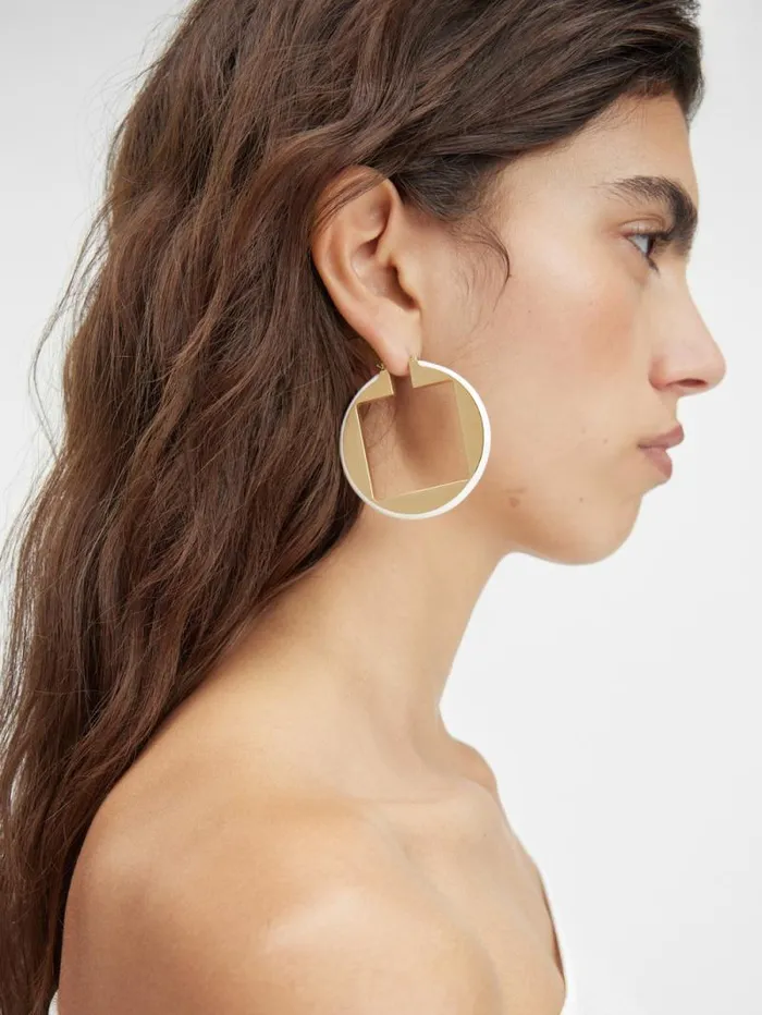JACQUEMUS The Rond Carr Hoops Earrings White Women Jewellery JACQUEMUS The Rond Carr Hoops Earrings White Women Jewellery