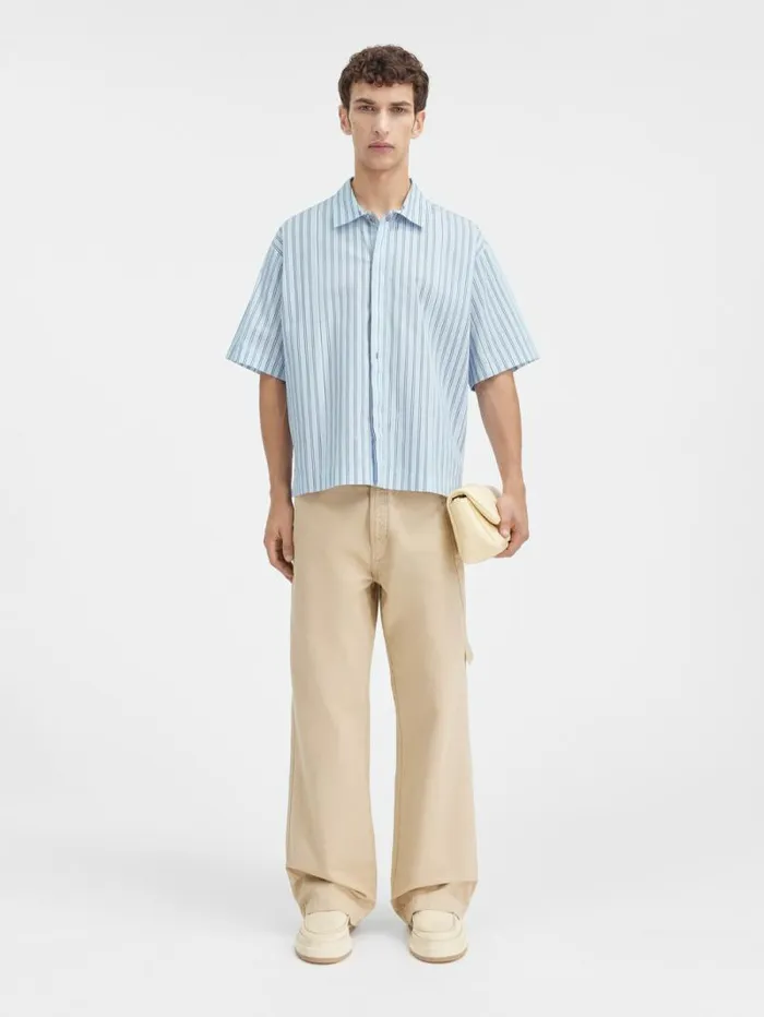JACQUEMUS The Shortsleeve Shirt Print Blue Stripes Men Shirts