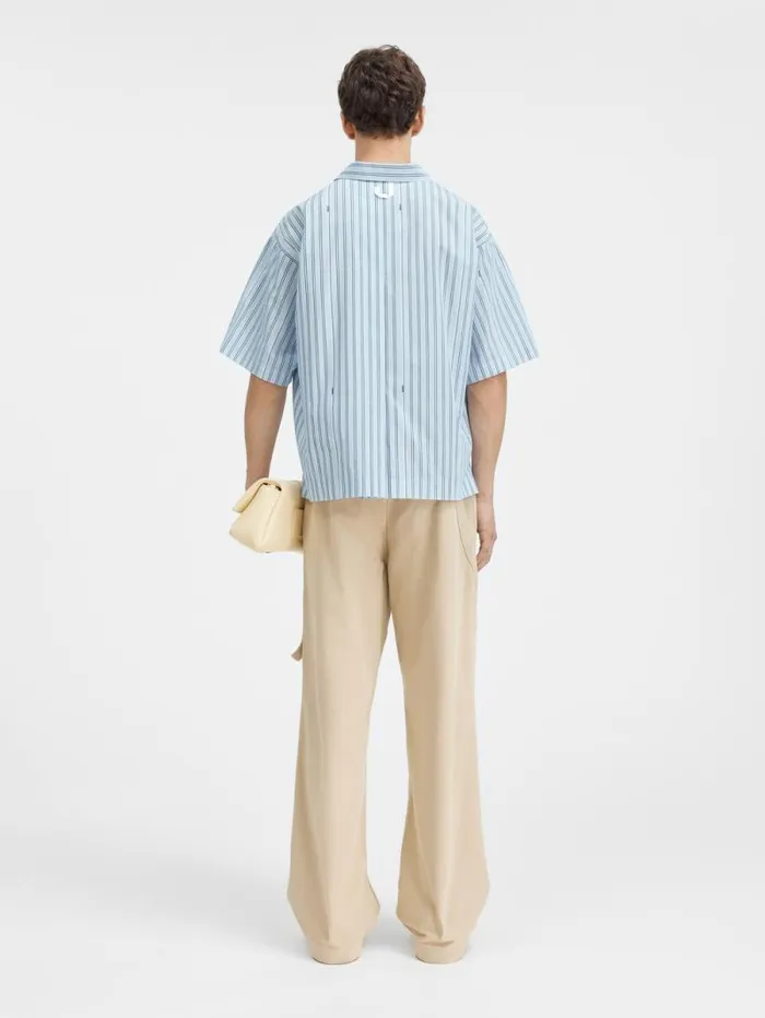 JACQUEMUS The Shortsleeve Shirt Print Blue Stripes Men Shirts JACQUEMUS The Shortsleeve Shirt Print Blue Stripes Men Shirts
