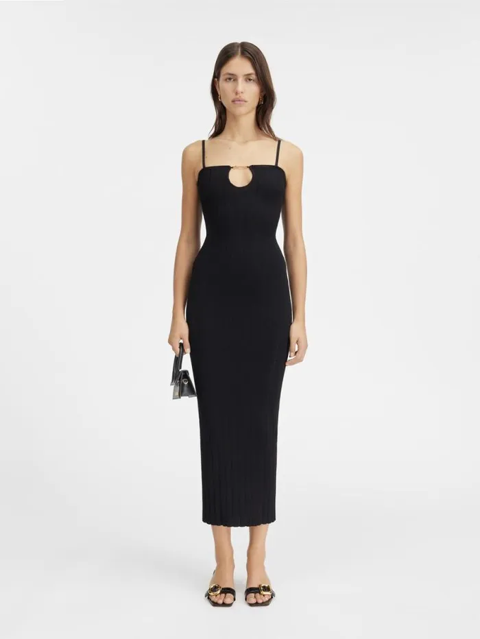 JACQUEMUS The Sierra Dress With Straps Black Women Dresses and Skirts