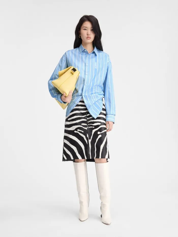 JACQUEMUS The Simon Shirt Jacquard Bluewhite Women Tops and Shirts