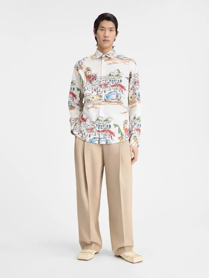 JACQUEMUS The Simon Shirt Print Capri Cars White Men Shirts