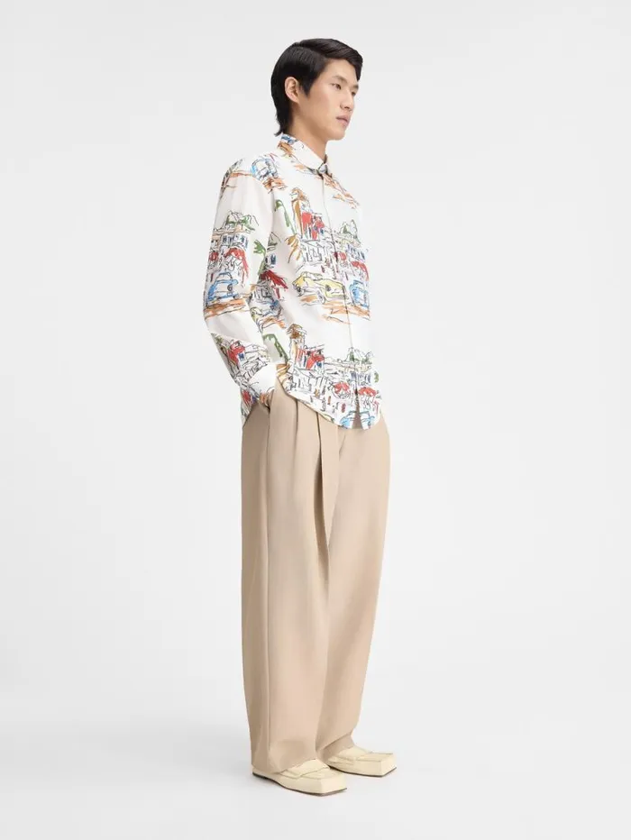 JACQUEMUS The Simon Shirt Print Capri Cars White Men Shirts