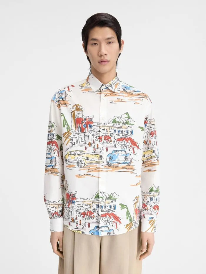 JACQUEMUS The Simon Shirt Print Capri Cars White Men Shirts