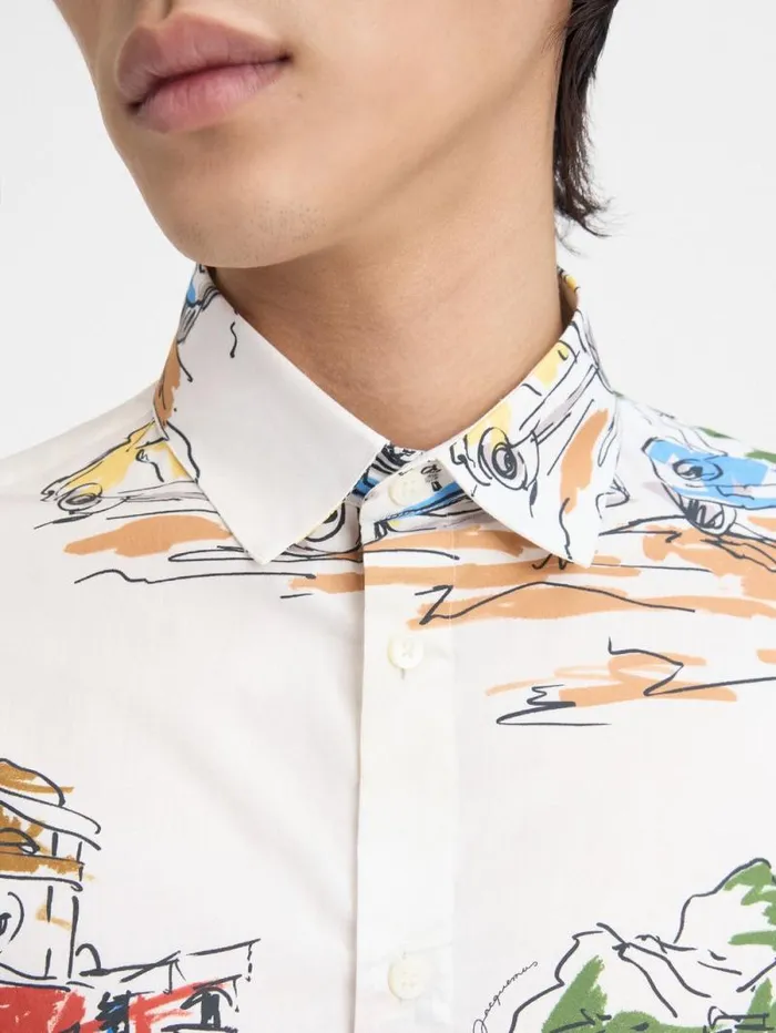 JACQUEMUS The Simon Shirt Print Capri Cars White Men Shirts