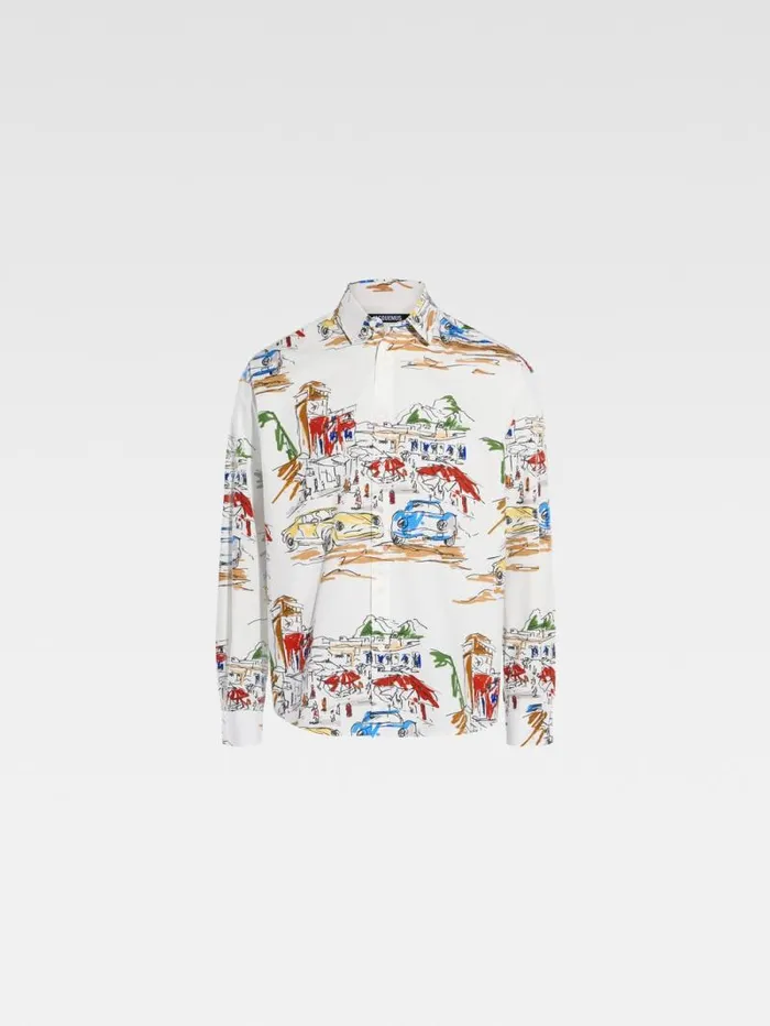 JACQUEMUS The Simon Shirt Print Capri Cars White Men Shirts