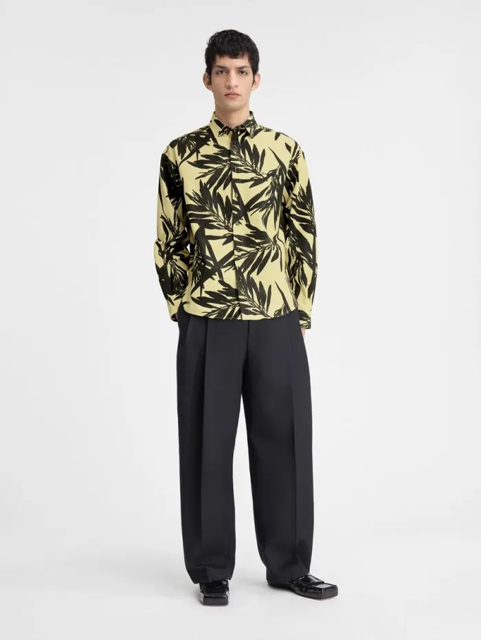 JACQUEMUS The Simon Shirt Print Foliage Black Yellow Men Shirts