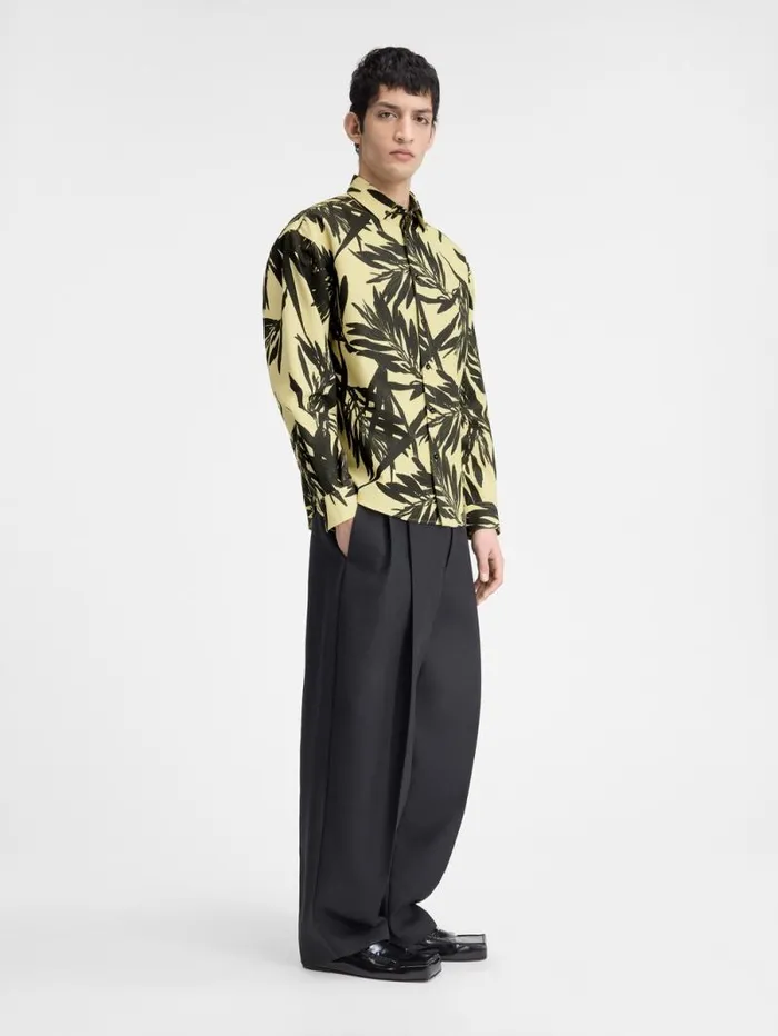 JACQUEMUS The Simon Shirt Print Foliage Black Yellow Men Shirts