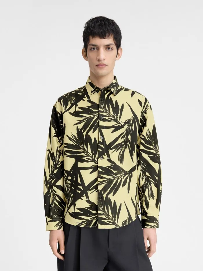 JACQUEMUS The Simon Shirt Print Foliage Black Yellow Men Shirts