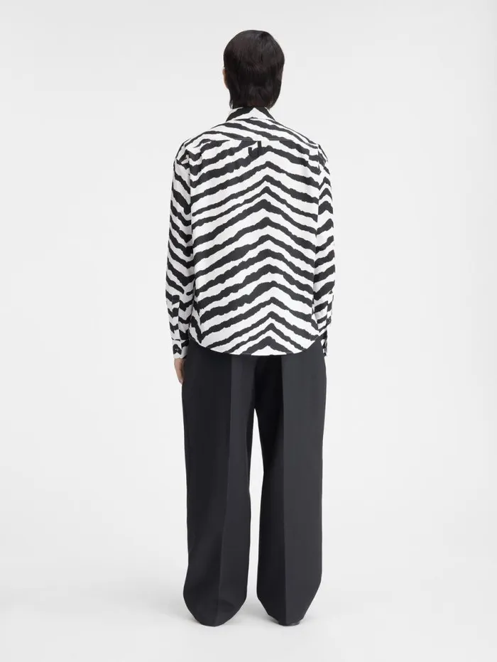 JACQUEMUS The Simon Shirt Print Zebra White Black Men Shirts JACQUEMUS The Simon Shirt Print Zebra White Black Men Shirts