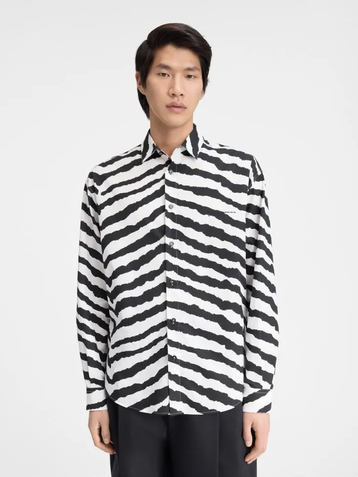 JACQUEMUS The Simon Shirt Print Zebra White Black Men Shirts JACQUEMUS The Simon Shirt Print Zebra White Black Men Shirts