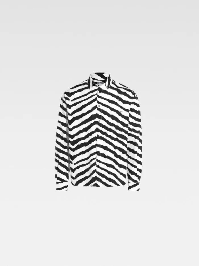 JACQUEMUS The Simon Shirt Print Zebra White Black Men Shirts JACQUEMUS The Simon Shirt Print Zebra White Black Men Shirts