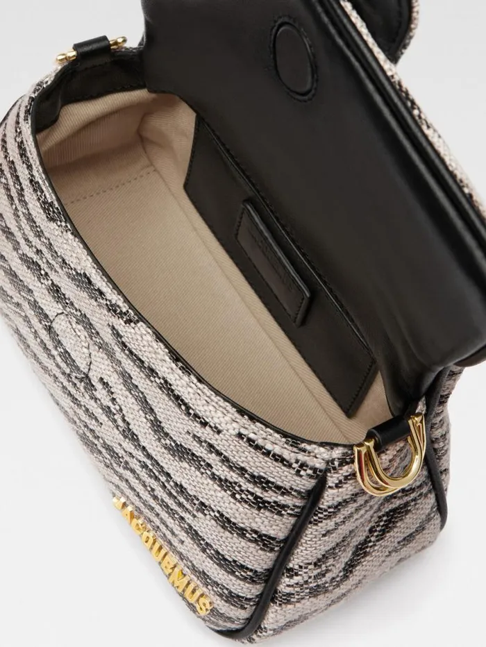 JACQUEMUS The Small Bambimou Black and White Zebra Women Crossbody and Handbags