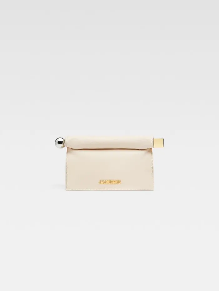 JACQUEMUS The Small Rond Carr Clutch Light Ivory Women Crossbody and Handbags