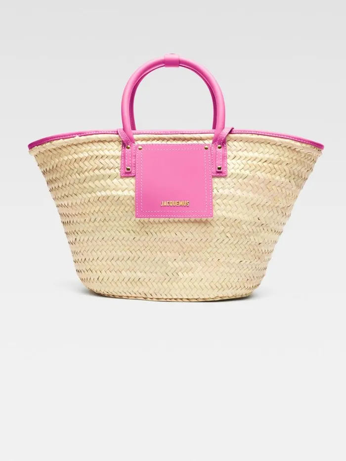 JACQUEMUS The Soli Basket Neon Pink Women Crossbody and Handbags