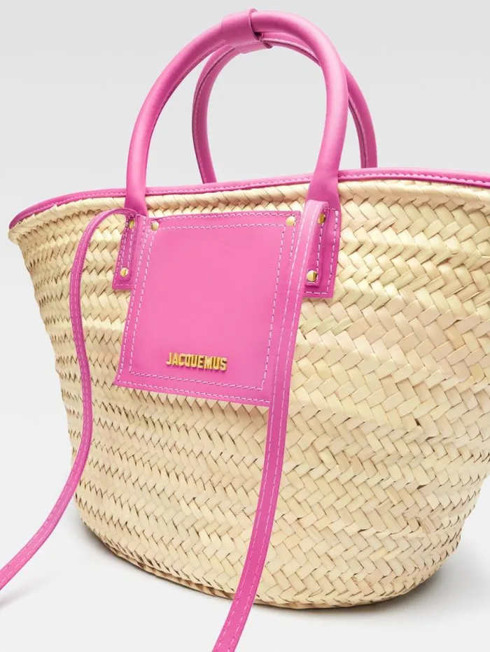 JACQUEMUS The Soli Basket Neon Pink Women Crossbody and Handbags JACQUEMUS The Soli Basket Neon Pink Women Crossbody and Handbags